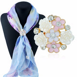 Flower Pearl Tricyclic Scarf Buckle Brooch Holder Scarf Jewelry BK