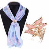 Tricyclic Three Butterfly Scarf Buckle Brooch Holder Scarf Jewelry